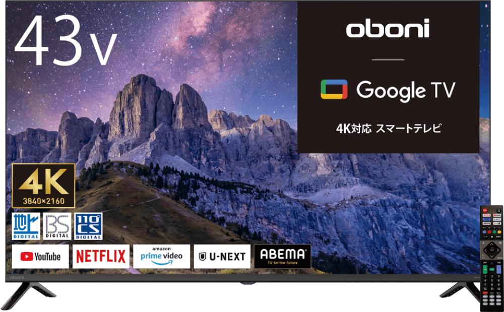 Oboni 43V型4K対応 液晶スマートTV BLS43RD10C 製品画像