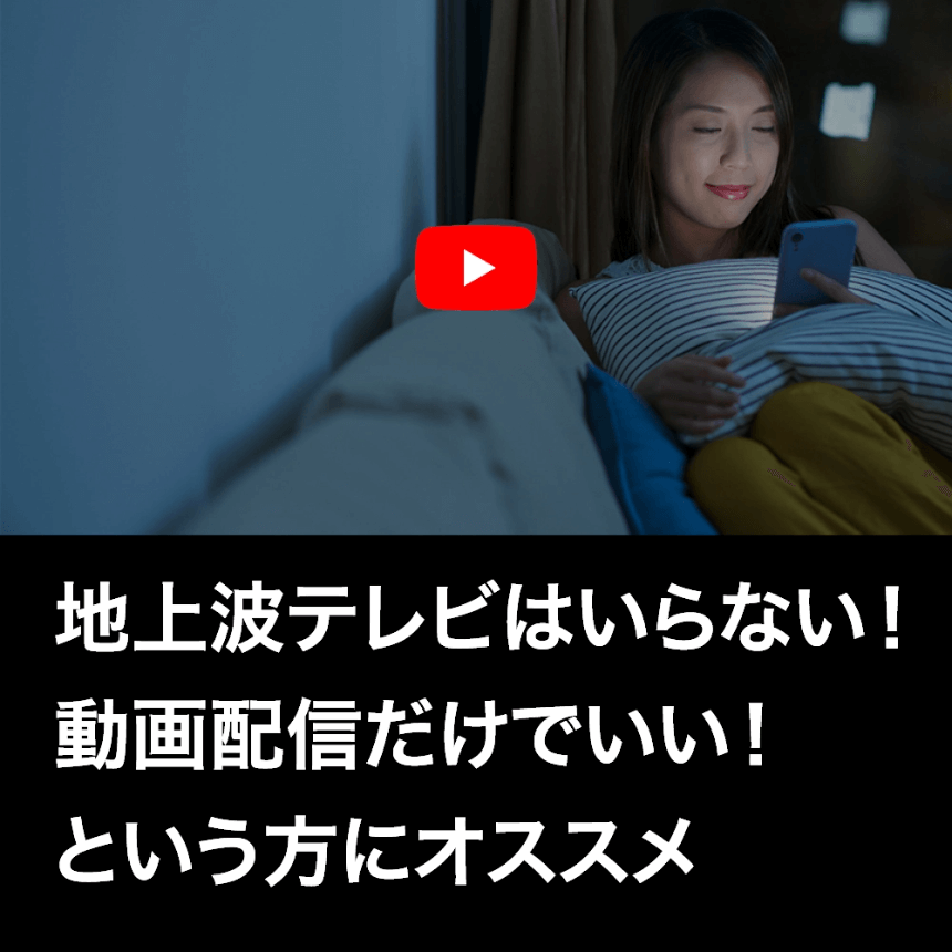 地上波テレビはいらない! 動画配信だけでいい! という方にオススメ