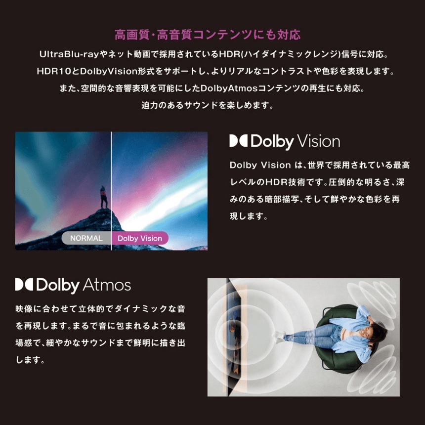 高画質・高音質コンテンツにも対応