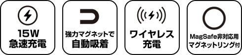 車載用マグネット対応 ワイヤレス充電スマホホルダー GRFD-SMSTX16BK 製品特徴