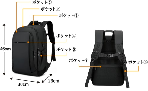 USBポート付きデイパック 32L GRDZC-UDP 065 BK 製品情報2