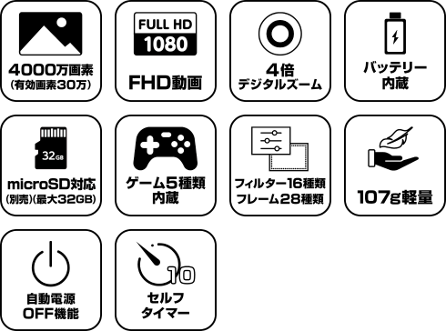 キッズカメラ 各色 BM-KC01 製品特徴