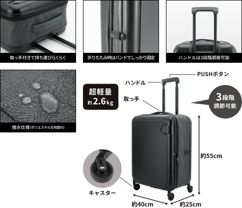 折り畳みスーツケース　各色 GRFD-MS-256534L 製品情報1