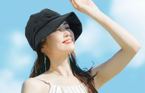UVカット小顔クロッシェ GRFD-UVCC BK 使用イメージ