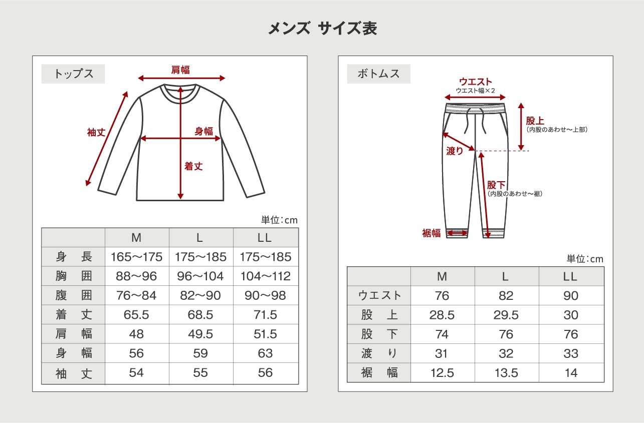 画像：サイズ表1