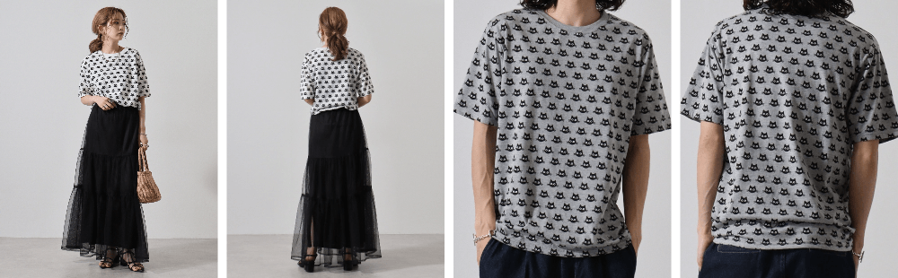 ネコ柄Tシャツ　M・L　各色 PR-6637 製品情報1