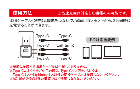 PD20W 2ポートAC充電器 各色 GRMT-MI2ACP20 製品画像06