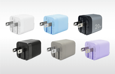 PD20W 2ポートAC充電器 各色 GRMT-MI2ACP20 使用イメージ