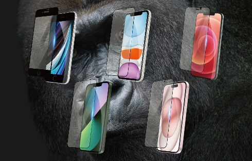 iPhone ゴリラガラスフィルム各種 GRMU-CGF 使用イメージ