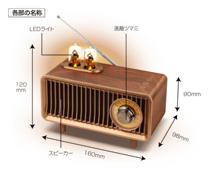 FMラジオ付きレトロスピーカー GRFD-SPKAS19BR - GEO Online/ゲオ