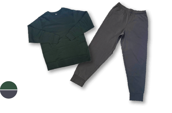 あったかスウェットセットアップ モスグリーン×ダークグレー