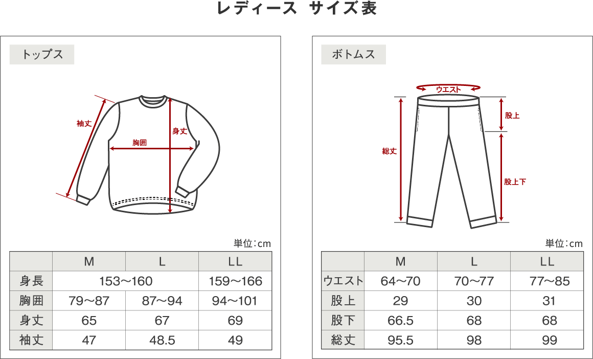 レディース サイズ表