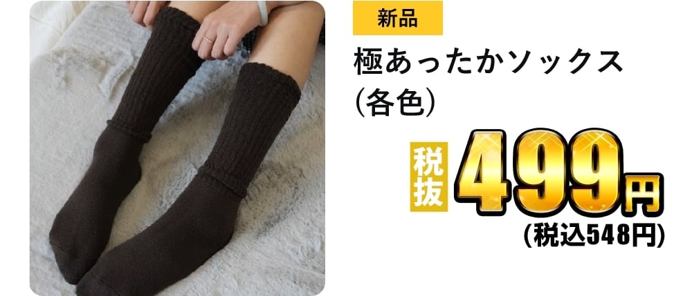 極あったかソックス(各色) 税抜499円