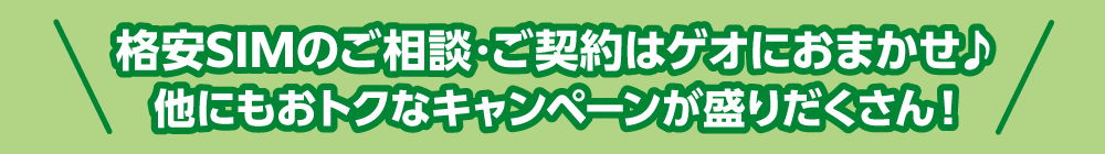 格安SIMのご相談・ご契約はゲオにおまかせ！他にもおトクはキャンペーンが盛りだくさん！