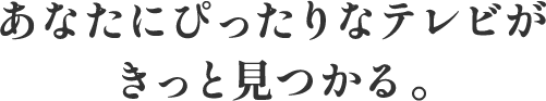 あなたにぴったりなテレビがきっと見つかる。